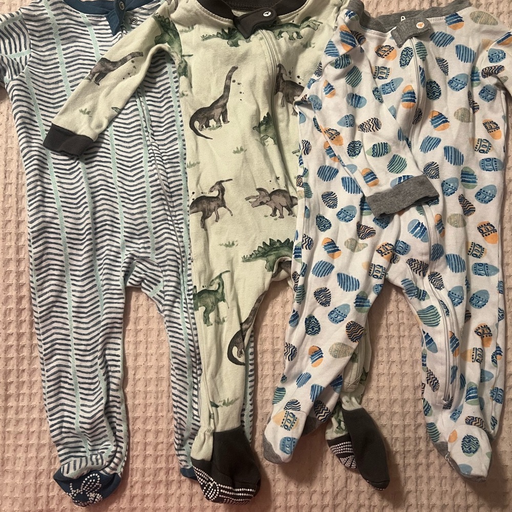 Burt's Bees Dinosaur and Striped Kids Footies
